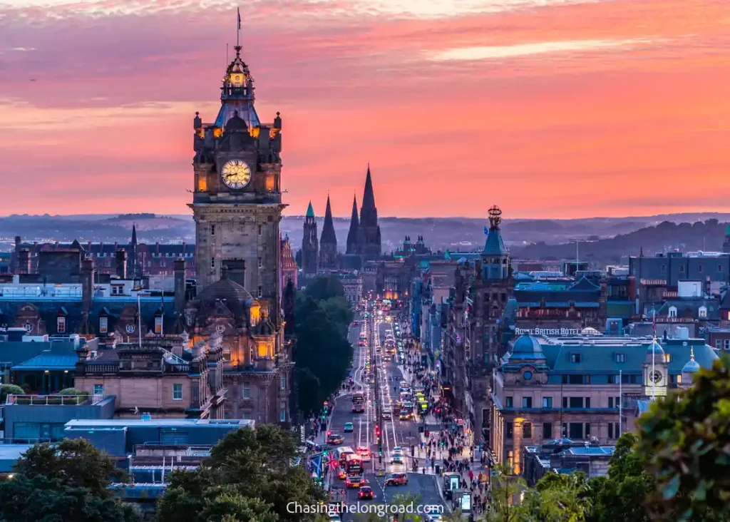 Sunset from Calton Hill over Edinburgh