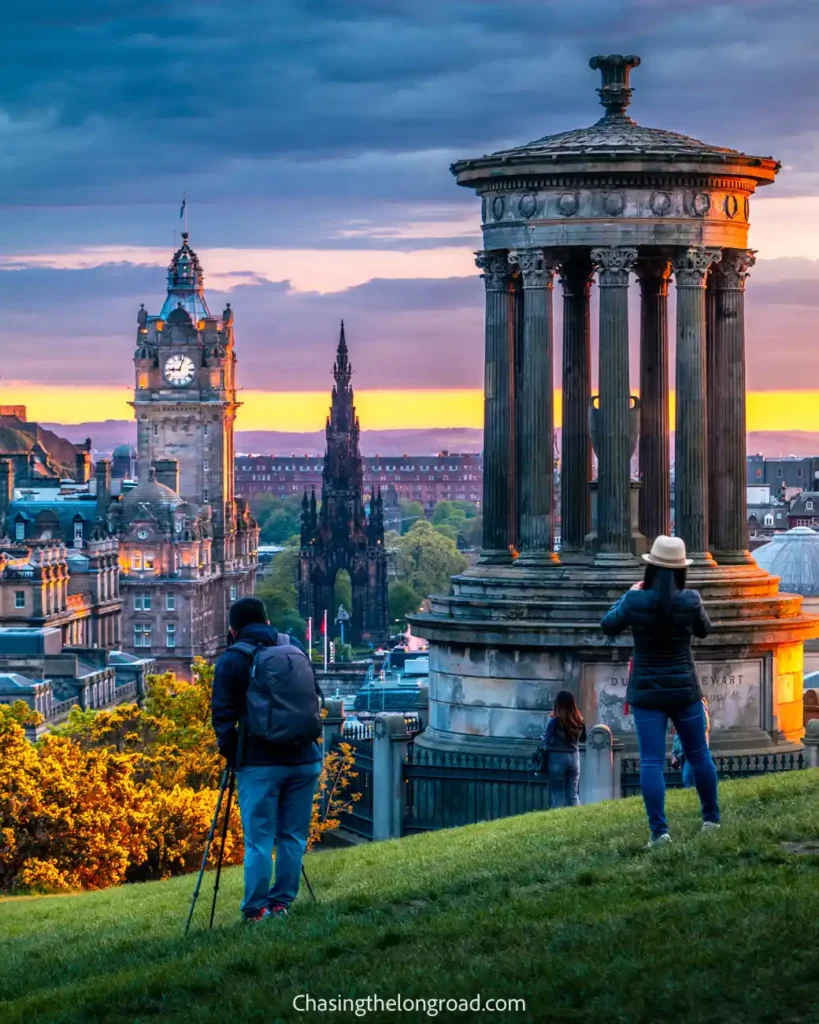 view over Edinburgh skyline from Calton Hill