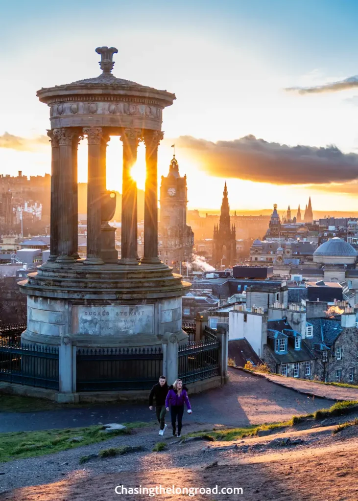 Dugald Stewart Monument at sunset