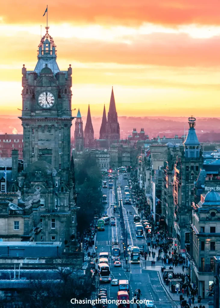 sunset over princes street