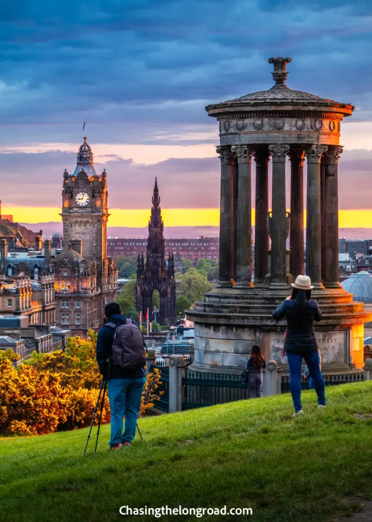 Panoramic view of Edinburgh skyline from Calton Hill