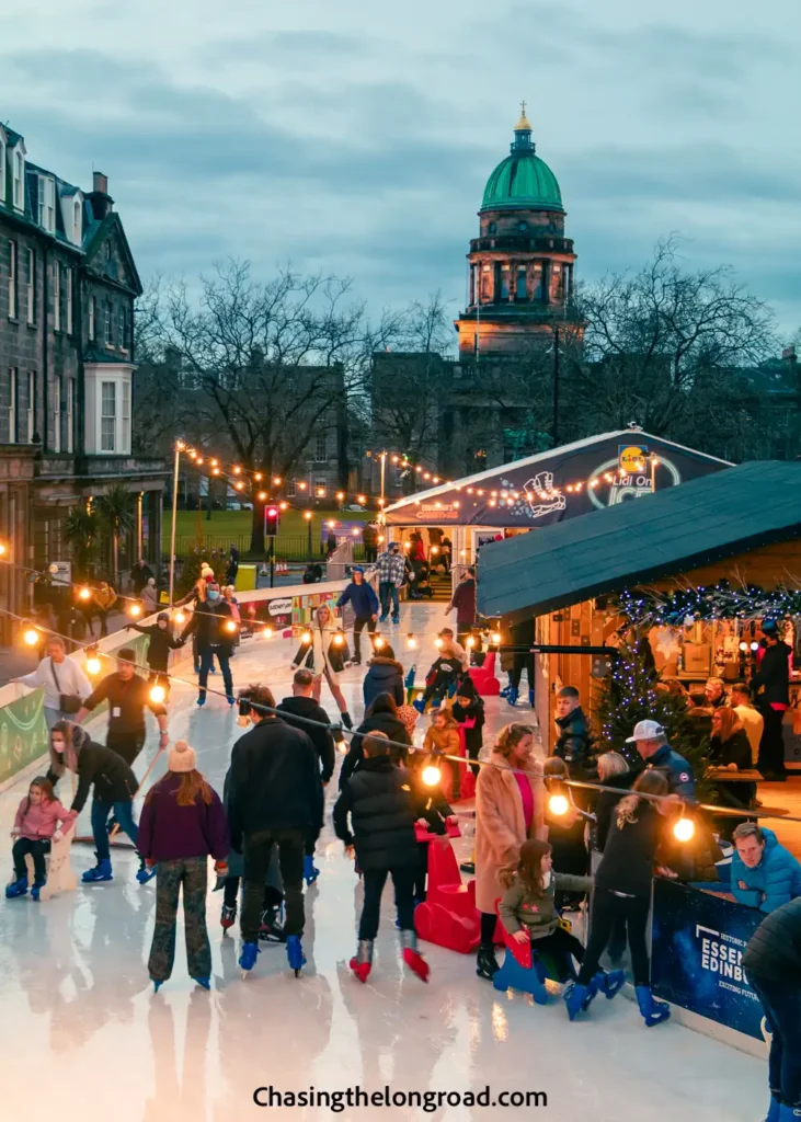 ice skating rink at Edinburgh Christmas Market